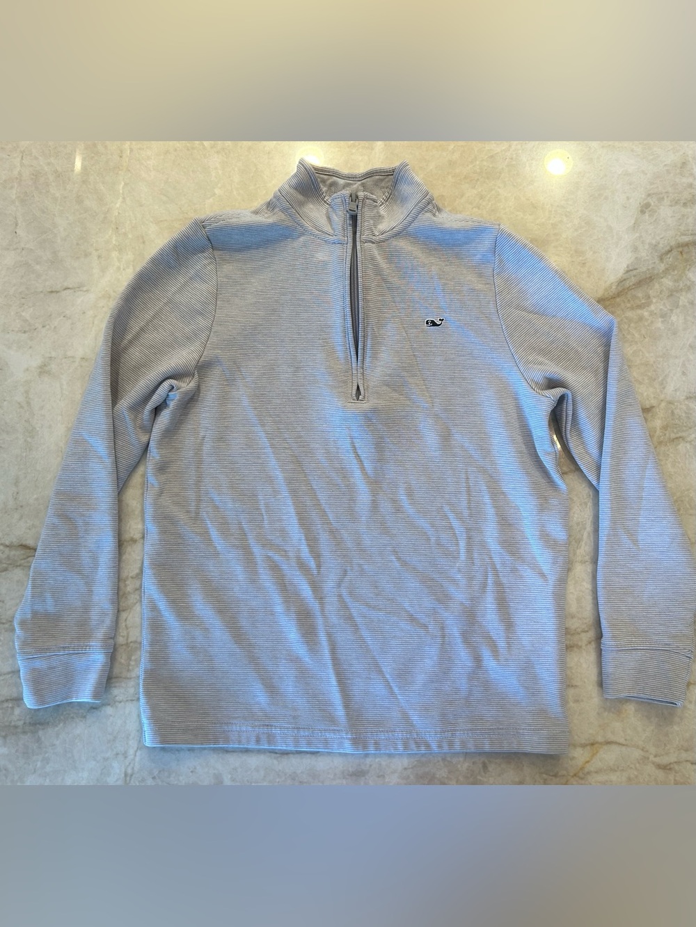 Vineyard Vines Boys M 12-14 Quarter Zip Pullover Gray Stripe